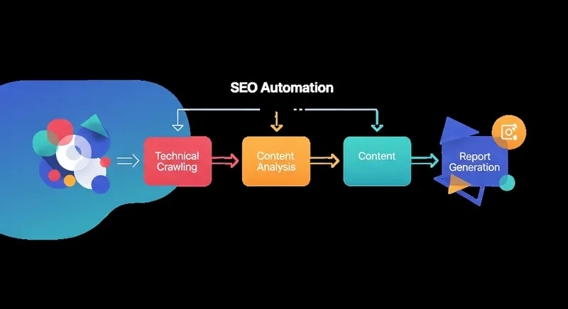 AI-powered SEO automation workflow diagram demonstrating time-saving analysis process